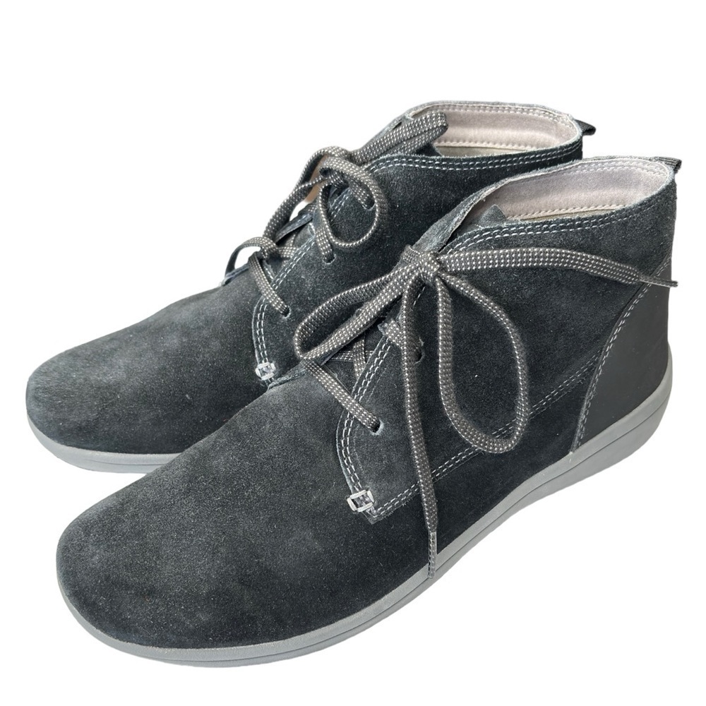 Easy Spirit Lace-up Ankle Boot Black Suede Leather Womens Size 10 Comfort Bootie